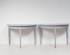 Demi lune tables in gustavian style from Sweden made around the mid 19th century, circa 1860. The table consists of 2 half-circles