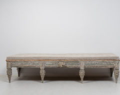 Rare gustavian bench from Sweden. The bench is from the late 18th century, circa 1770, and has unusually rich hand-carved decorations 