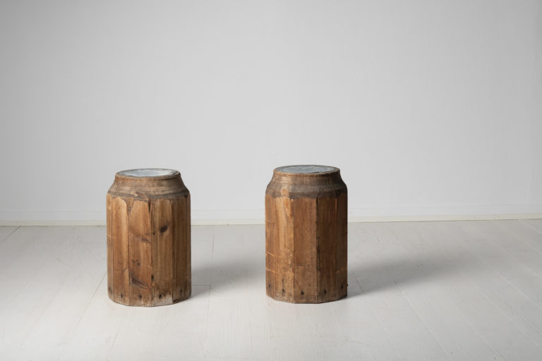 Two Antique Wood Pedestals in Swedish Pine