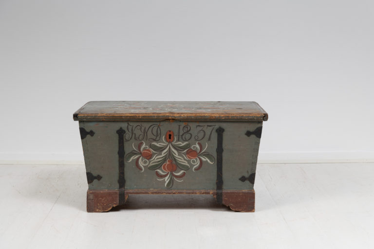 Original Painted Chest from Sweden Dated 1837