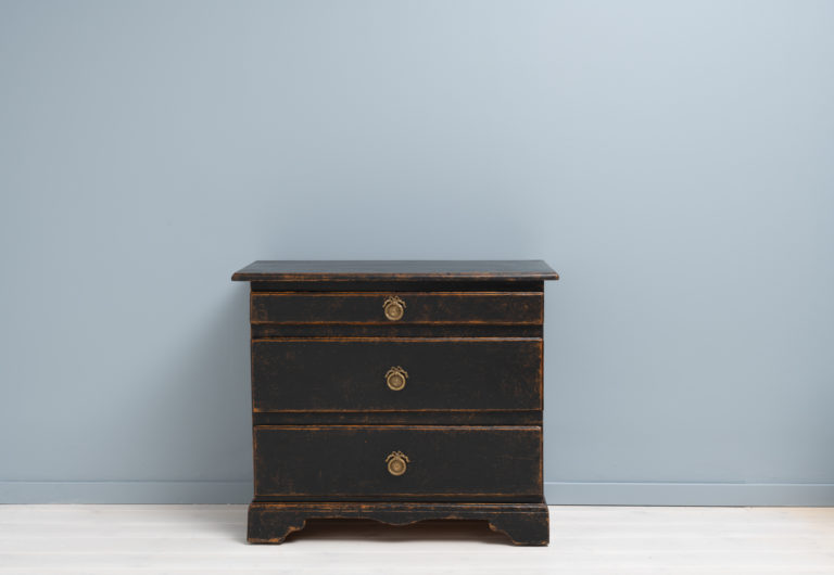 Black Swedish Baroque Chest of Drawers