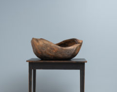 Unusually large wood bowl from the late 1800s. The bowl is from Sweden and has a very organic shape with carved handles at the sides.