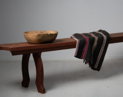 Rare folk art bench from northern Sweden made during the mid 1800s. The bench is hand-crafted in Sweden from pine