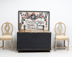 Large Swedish hope chest from the first years of the 19th century.  This chest is in original, untouched condition with the original paint.