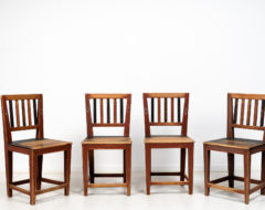 Four folk art chairs from the village Delsbo in Hälsingland, Sweden. The chairs are made around 1820 to 1830 and are in completely untouched condition