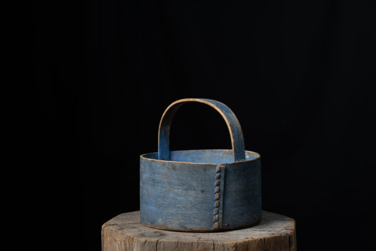Blue Folk Art Basket from Northern Sweden