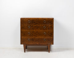 Swedish Art Deco bureau from the early 20th century, around 1920 to 1930. The bureau is stained and polished birch and the structure of the wood is unusual