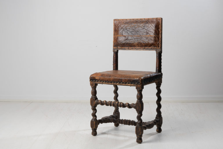 Swedish Leather Baroque Chair