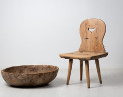 Rustic folk art chair from Northern Sweden. The chair is unique and hand-made into a primitive example of an antique chair