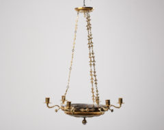 Antique empire ceiling light and planter from the early 19th century, around 1830. The light is from Sweden and has a frame in brass