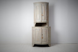Antique gustavian corner cabinet from northern Sweden made during the last years of the 18th century, around 1790. The cabinet is in two parts