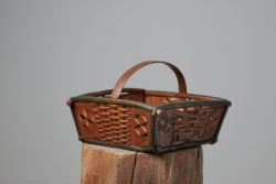 Antique folk art basket from northern Sweden made during the mid 19th century, around 1840. The basket is made by hand in pine
