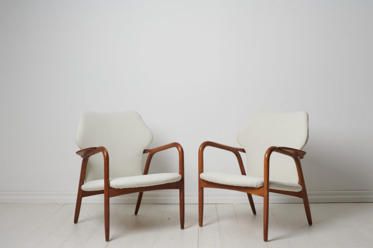 Swedish Modern White Armchairs