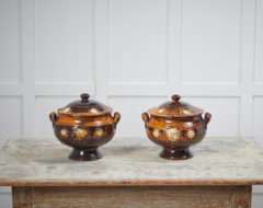 Pair of antique soup bowls from Sweden made by Tillinge Fayence- och Terracottafabrik in Småland during the mid 1800s.