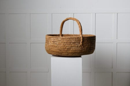 Large antique root basket from northern Sweden. The basket is woven with birch root around the 1880s and is unusually large.