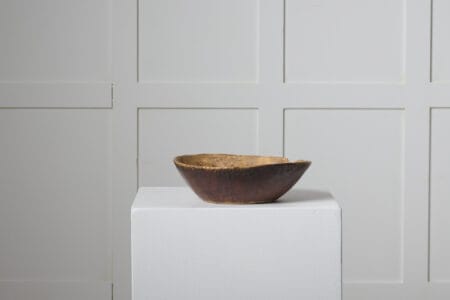 Antique Swedish wooden bowl in good vintage condition with authentic patina and traces after use. The bowl has a round shape