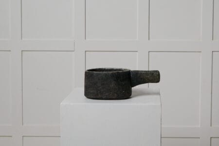 Antique Swedish stone pot in soapstone made in northern Sweden around 1820 to 1840. Made by hand from soapstone which is a soft type of stone.