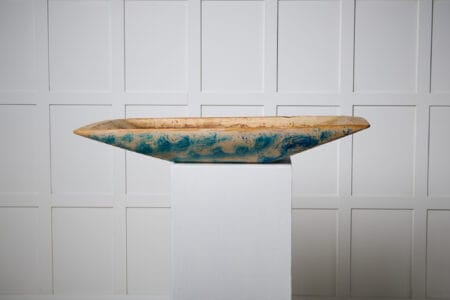 Blue marbled wooden trough and plate from Sweden made during the mid 1800s. This unique antique was made by hand