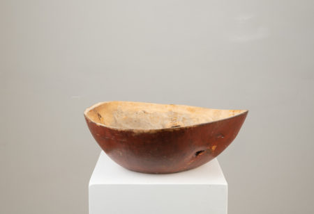 Birch root bowl in untouched original condition. The wooden bowl is an organic shape and marked underneath with a house mark from the first owner