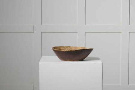 Antique Swedish wooden bowl in good vintage condition with authentic patina and traces after use. The bowl has a round shape