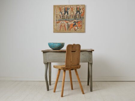 Unusual folk art table from northern Sweden made during the rococo period. This console or side table is made by hand in solid pine.