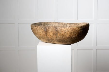 Unusual Swedish antique bowl from the late 1700s. The bowl is a large and heavy root bowl in an organic shape made in solid birch